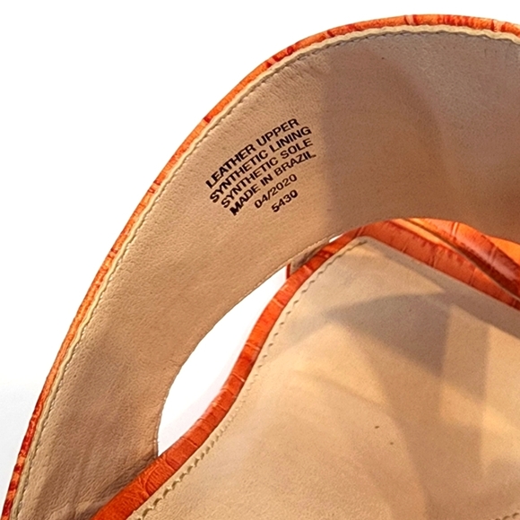 Carvela Women's Orange Croc Print Leather Stiletto Heels Dress Sandal Size 7.5 - Picture 5 of 6